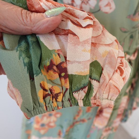 FLYING TOMATO maxi  sage floral wrap dress womans - Picture 11 of 13